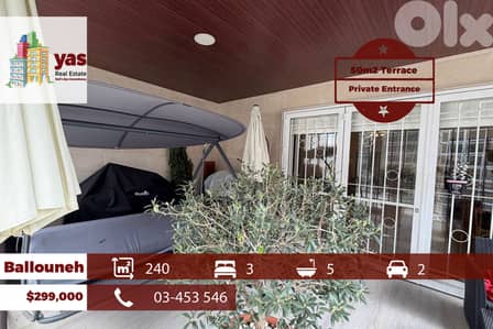 Ballouneh 240m2 | 50m2 Terrace | Prime Location | Private Entrance |WA