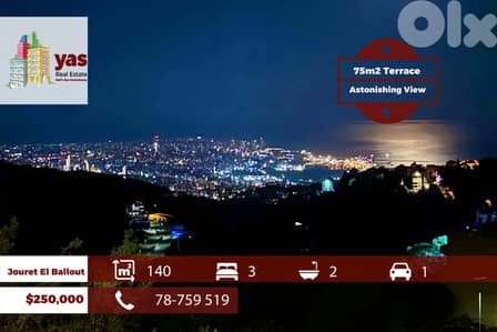 Jouret El Ballout 140m2 | 75m2 Terrace | New Flat | Unlockable View|OH
