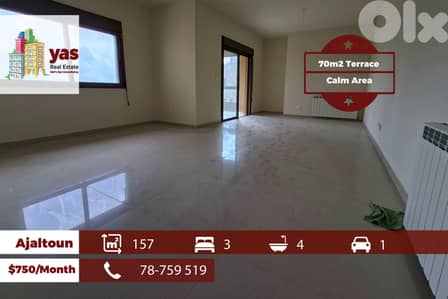 Ajaltoun 157m2 | 70m2 Terrace | Rent | Private Street | View | KH