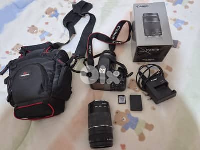 canon Eos 1300d with the lens + another lens canon 75-300mm