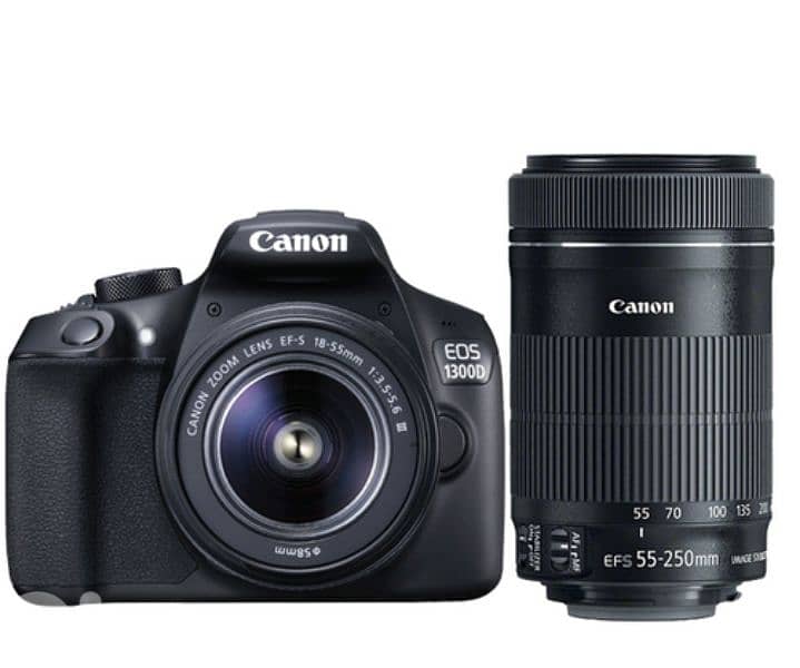 canon Eos 1300d with the lens + another lens canon 75-300mm 1