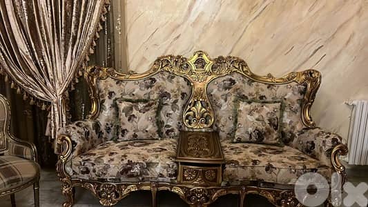 طقم كنب خشب زين مذهب