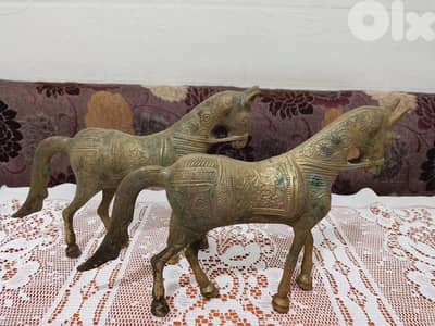انتيك احصنة قديمة نحاس مزخرفين