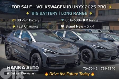 Volkswagen ID UNYX Pro 2025 warranty 8 years big battery long range !!