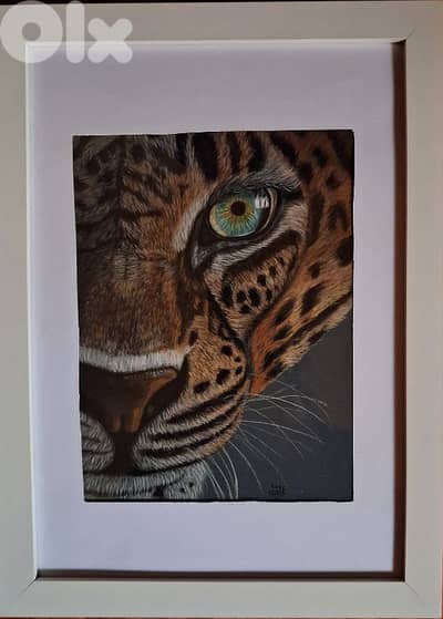 tiger pastel drawing لوحة نمر رسم يدوي بالباستال