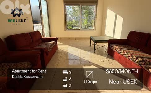 Apartment for rent in Kaslik شقة للايجار في كسليك