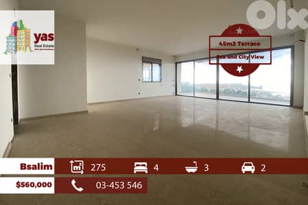 Bsalim 275m2 | 45m2 Terrace | City & Sea View | Prime Location | PED