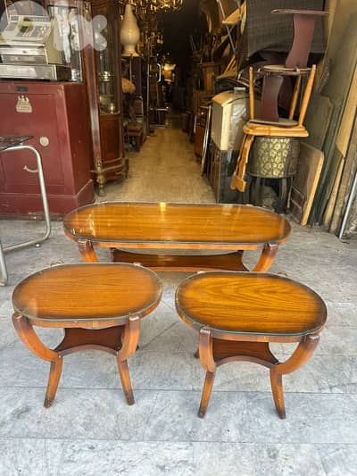 set of 3 coffe table salon 1950's طقم ٣ قطع طاولات خمسينات