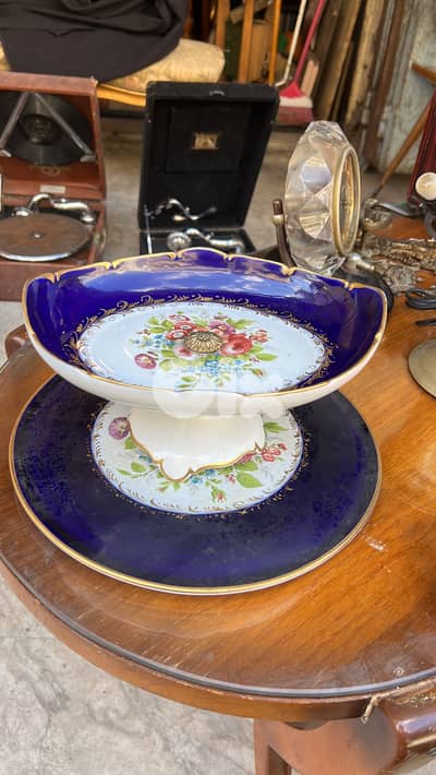 Centre piece limoges france صحن مع جاط فرنسي ليموج اصلي ممضي ولا اروع