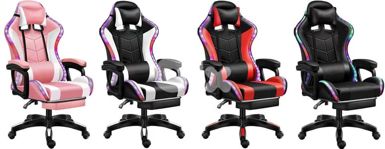 Gaming chair with footrest and Rgb Led lights