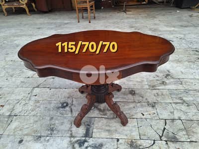 طاولة صالون وسط خشب جوز فرنسية مميزة ناعمة انتيك مع جوارير