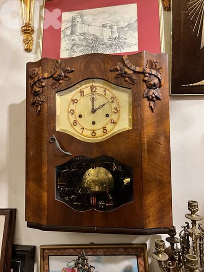 ساعة حائط خشب جوز فرنسية من اجمل القطع ولا اروع سعر لقطة