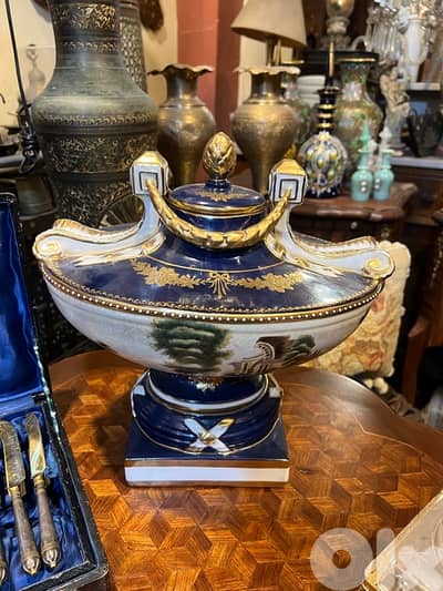 centrepiece sevres مطبقية ساڤر فرنسية ممضية اصلي تنزيل ماء ذهب روعة