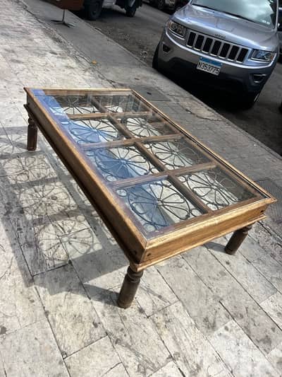 طاولة نص خشب اطراني مميزة جداا وجه حديد ولا اروع vintage table antique