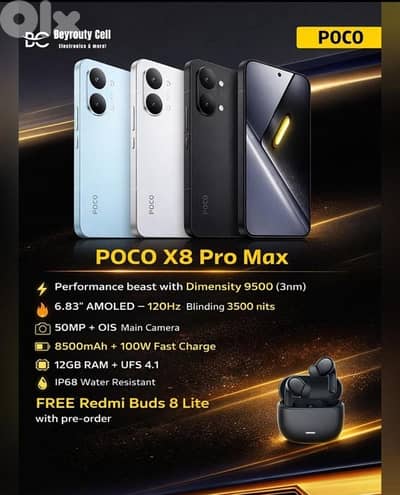 poco x8 pro max pre order+buds free