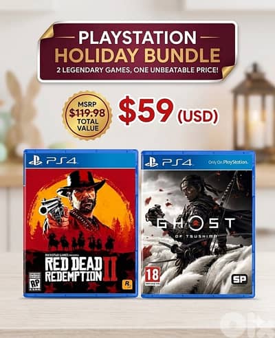 PLAYSTATION HOLIDAY BUNDLE: RDR2 + Ghost of Tsushima (NEW/SEALED)