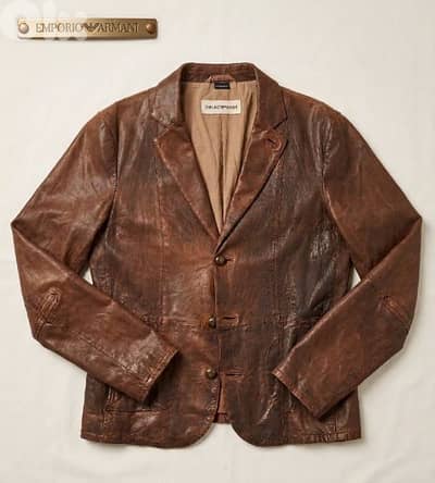 End Season Sale Emporio Armani original real leather blazer unisex