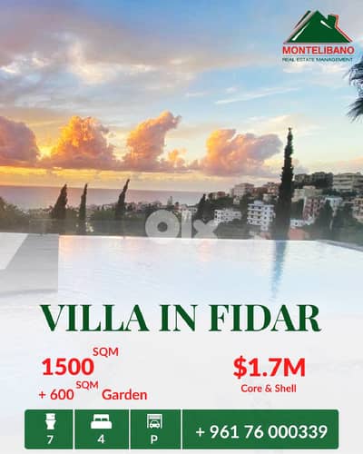1,500 sqm Villa For Sale in Fidar فيدار with 600 sqm Garden