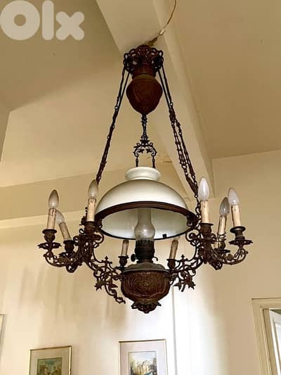 ثرية برونز فرنسية مع اوبلين  من اجمل القطع ولا اروع frensh lustre