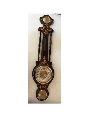 Vintage Wall Clock with Barometer & Thermometer – Wooden Decorative