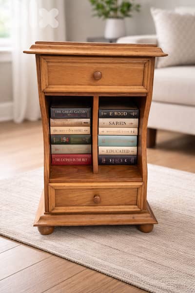 طاولة جانبية/طاولة ديكور من الخشب الصلب مع مساحة تخزين سعر نهائي 30$