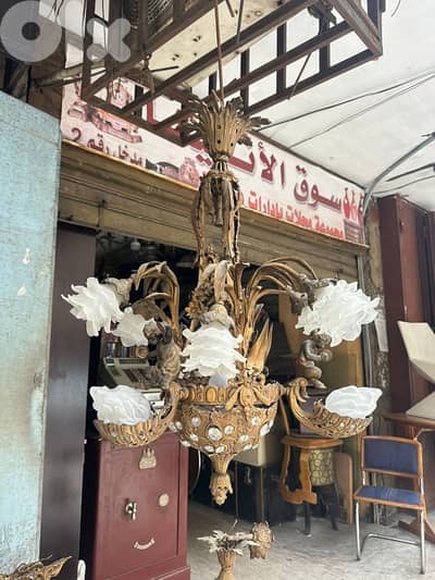 Frensh bronze chandellier big size ثريا برونز فرنسية انتيك تماثيل ملاك