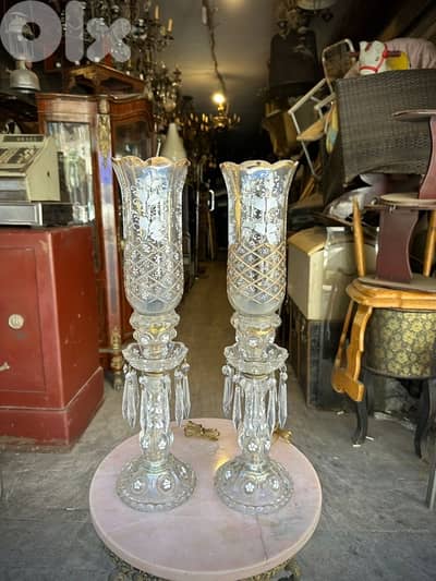 لمبادير تشيكي انتيك عدد ٢ حالة ممتازة تنزيل بماء الذهب ارتفاع ٦٠سم