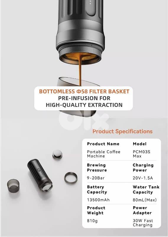 Cera+ the NUMBER 1 58mm Portable professional espresso machine. 6