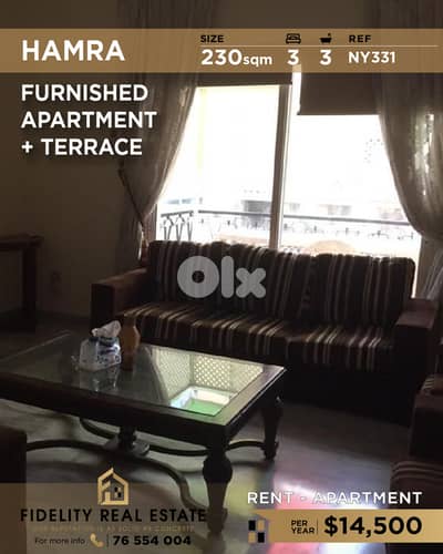 Apartment for rent in Hamra NY331 شقة للإيجار في الحمرا