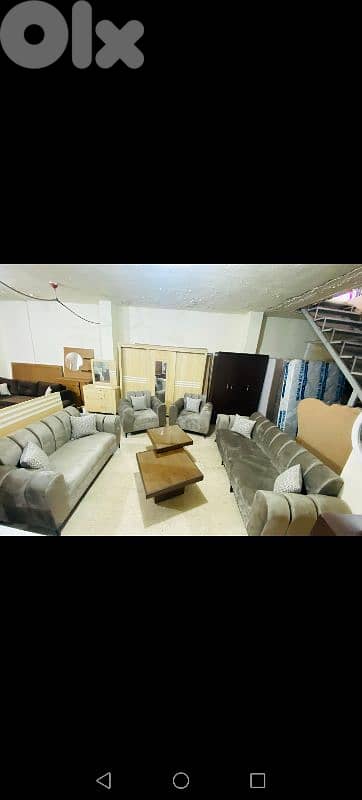 طقم جلوس جديد مرتب كبيرة وسط 2 صغار اسفنج اكسترا سعر مخفض