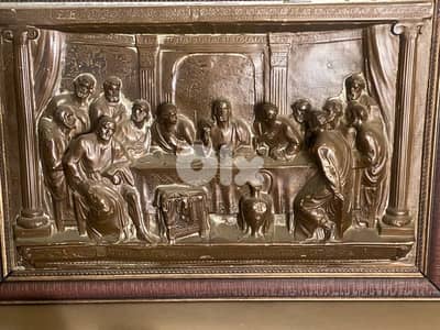 A very old 3 D copper the last supper vantage. 62 x 41 cm