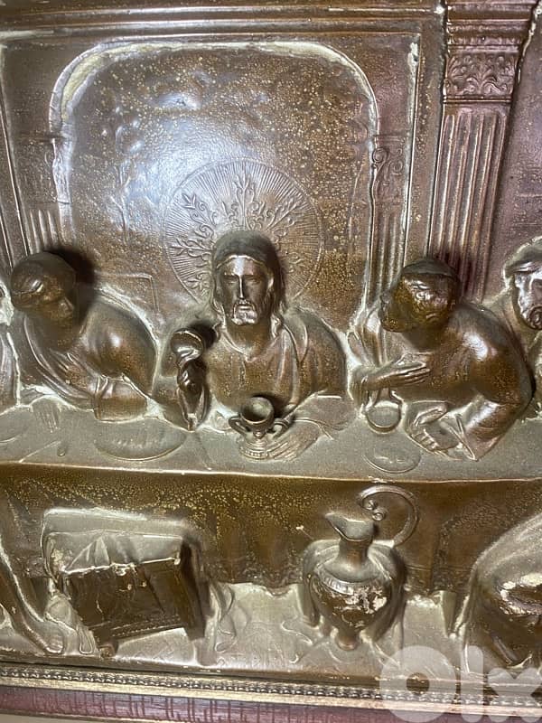 A very old 3 D copper the last supper vantage. 62 x 41 cm 6