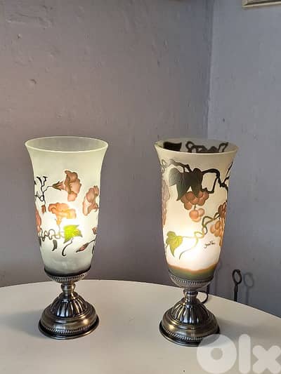 2 signed galle lamps