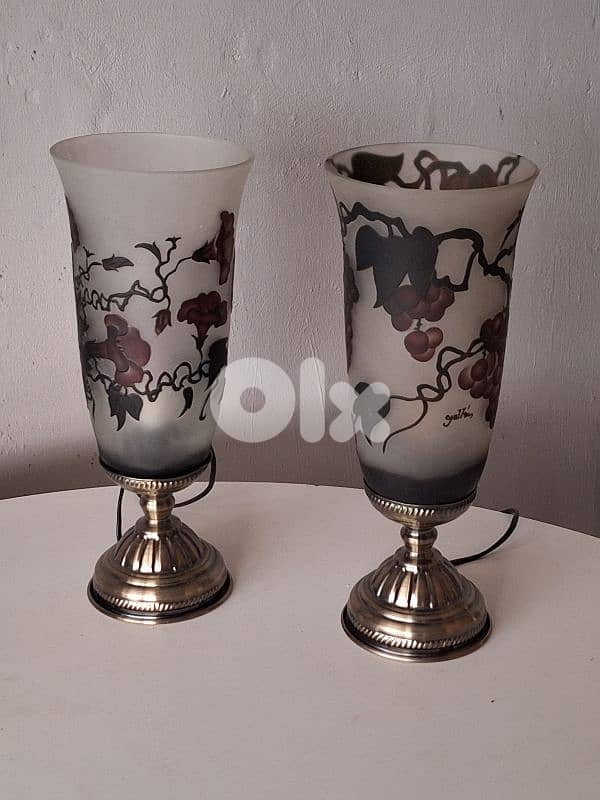 2 signed galle lamps 12
