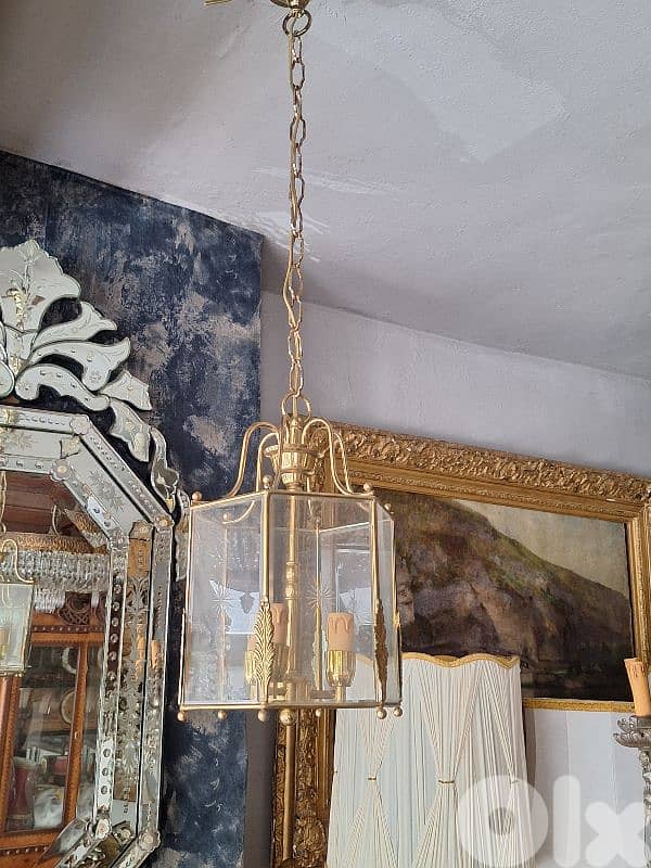 antique french brass lantern 2