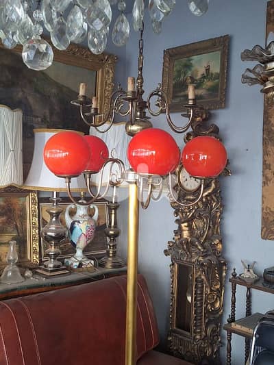 vintage large italian 5 lamps opaline floor lamp