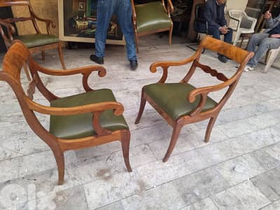 كراسي مكتب ريجنسي انجليزي قديم عدد٢ تنجيد جلد طبيعي رائع جدا