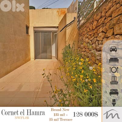 Kornet El Hamra | 800$/m² | Brand New 3 Bedrooms Apt + 25m² Terrace
