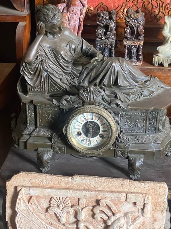 bronz old cheminy clock 10 kilos 50x50x30 cm working 7