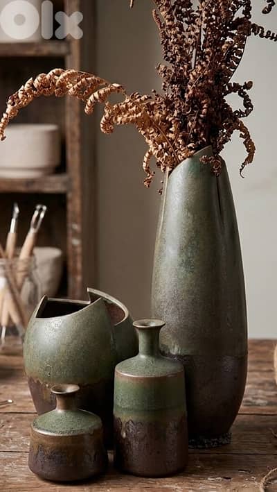 Artisan Collection - Unique Handmade Earthy Ceramic Vases (4 Pieces)