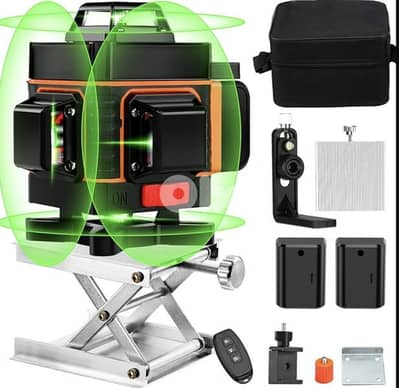 4D Laser Level,360°, 16 Lines Self-Leveling 2 Rechargeable Batteries.
