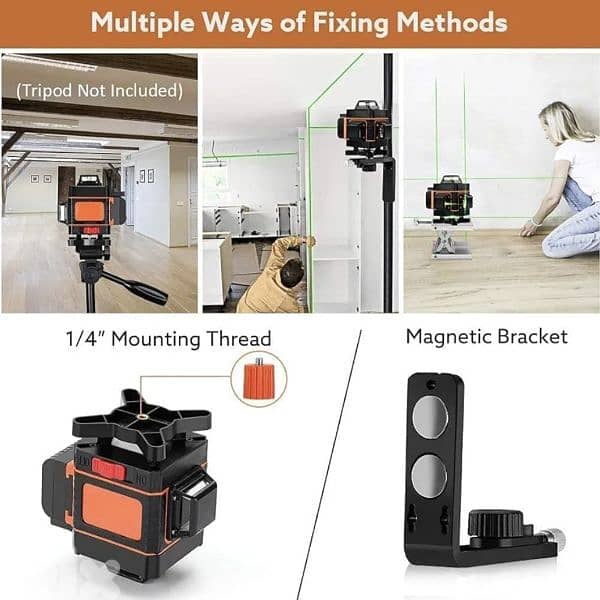 4D Laser Level,360°, 16 Lines Self-Leveling 2 Rechargeable Batteries. 2