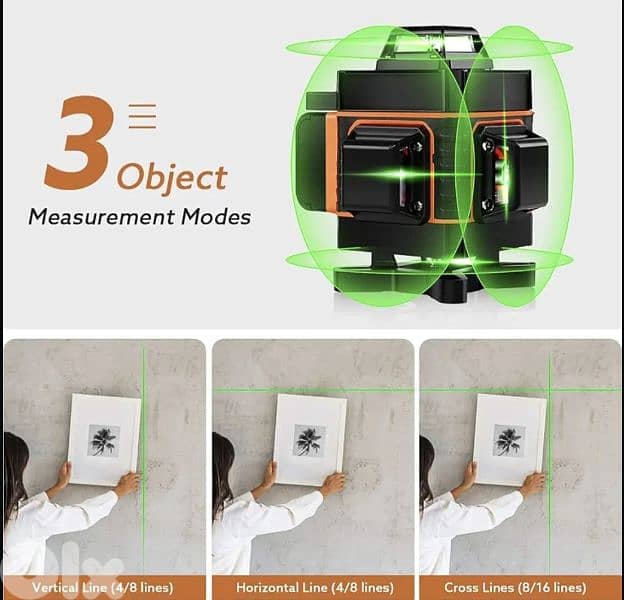 4D Laser Level,360°, 16 Lines Self-Leveling 2 Rechargeable Batteries. 5