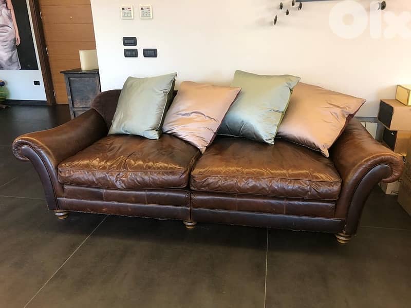 Vintage Roche Bobois leather sofa 2