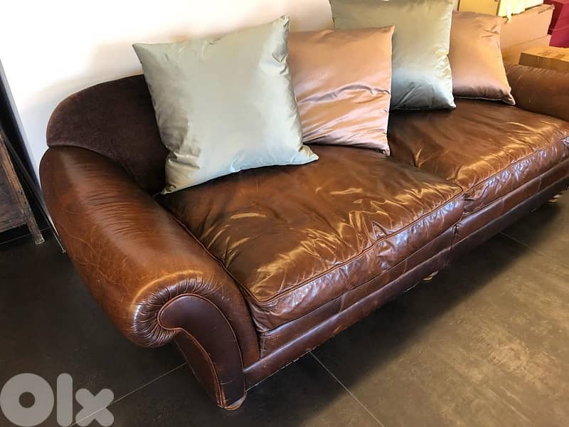 Vintage Roche Bobois leather sofa 3