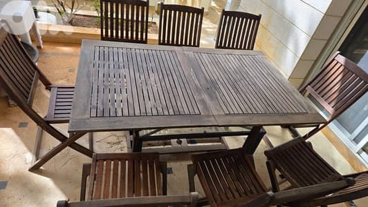 Outdoor Teak table and 8 chairs