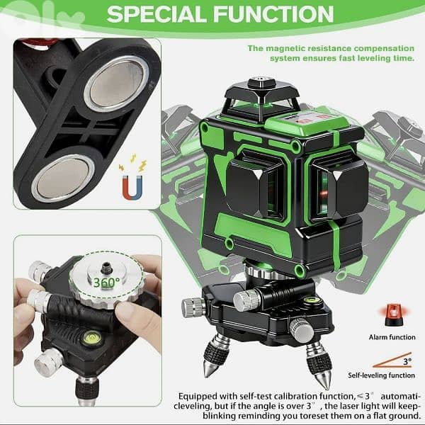 MAX LIGHT 3D Laser Level 12 Lines,360 Degree Cross Line Self-Leveling 6