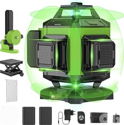 Rotary Laser Level Green 4 x 360°,Self Levelling 16 Green Cross Line