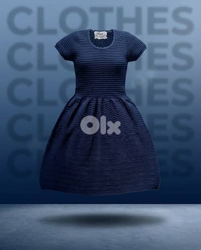 Navy Blue Textured Knit Dress