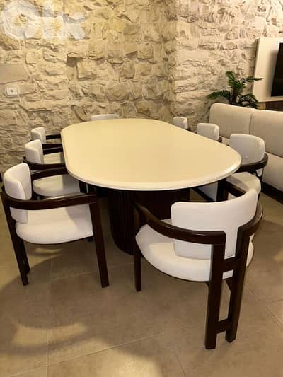 modern dinning table with 8 chairs